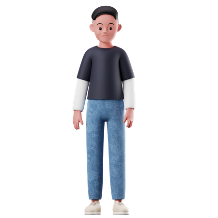 Kleiner Junge mit stehender Pose  3D Illustration