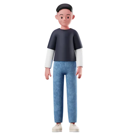 Kleiner Junge mit stehender Pose  3D Illustration