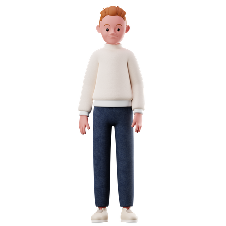 Kleiner Junge mit stehender Pose  3D Illustration