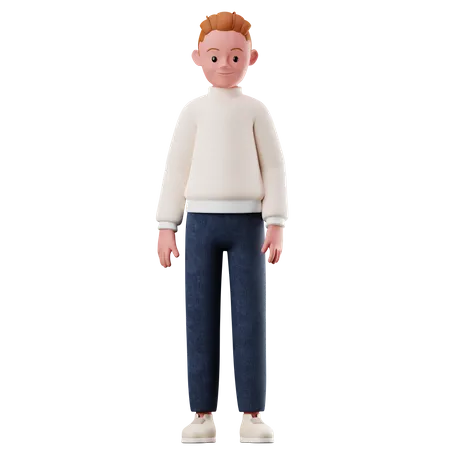 Kleiner Junge mit stehender Pose  3D Illustration