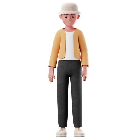 Kleiner Junge mit stehender Pose  3D Illustration