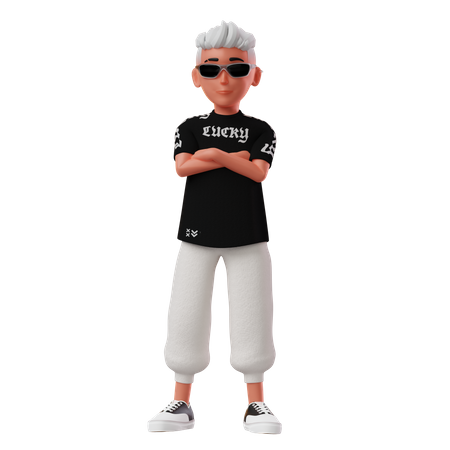 Kleiner Junge mit stehender Pose  3D Illustration