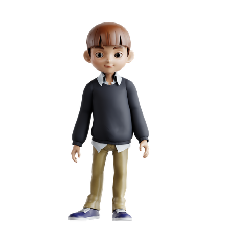 Kleiner Junge in stehender Pose  3D Illustration