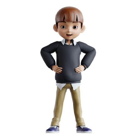 Kleiner Junge in stehender Pose  3D Illustration