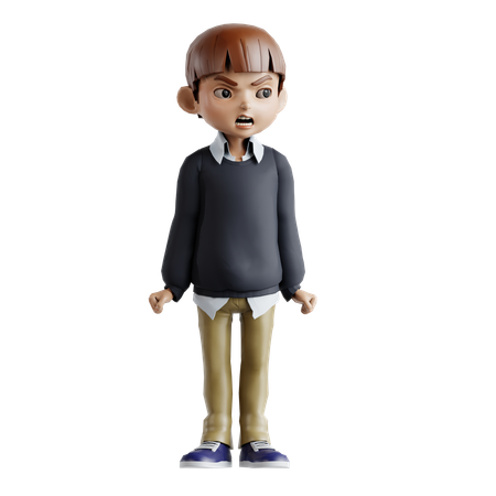 Kleiner Junge in stehender Pose  3D Illustration