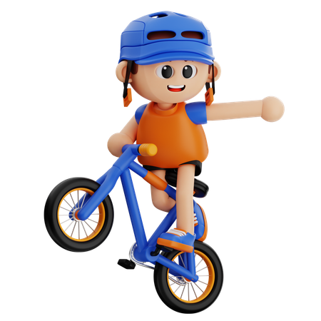 Kleiner Junge macht Freestyle-Fahrrad-Stunt  3D Illustration