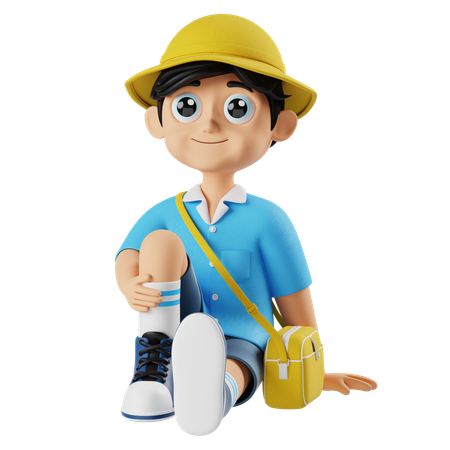 Kleiner Junge macht Pause  3D Icon