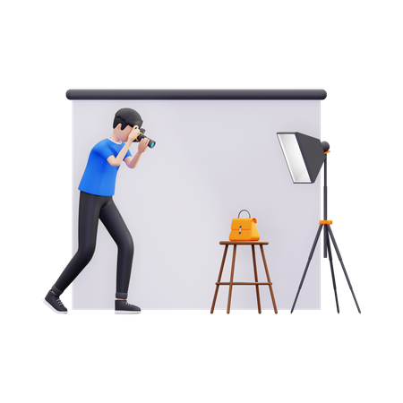 Kleiner Junge macht Produktfotografie 3D Icon