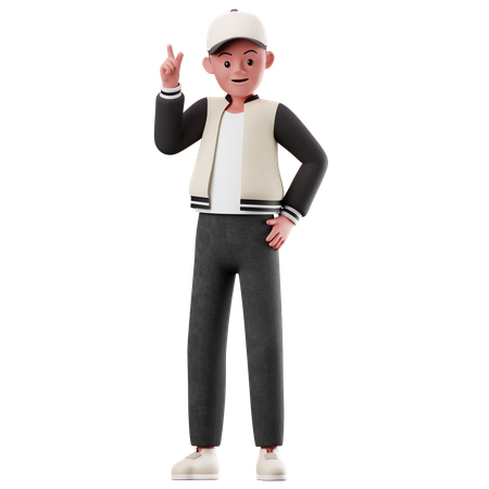 Kleiner Junge mit erhobener Hand  3D Illustration