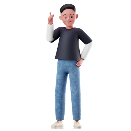 Kleiner Junge mit erhobener Hand  3D Illustration