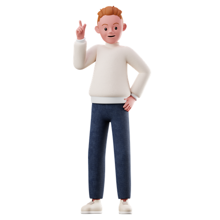 Kleiner Junge mit erhobener Hand  3D Illustration