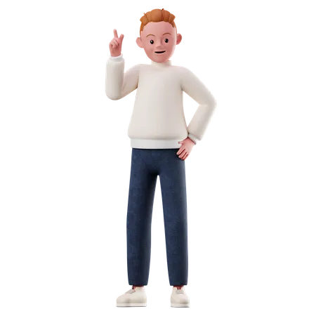 Kleiner Junge mit erhobener Hand  3D Illustration