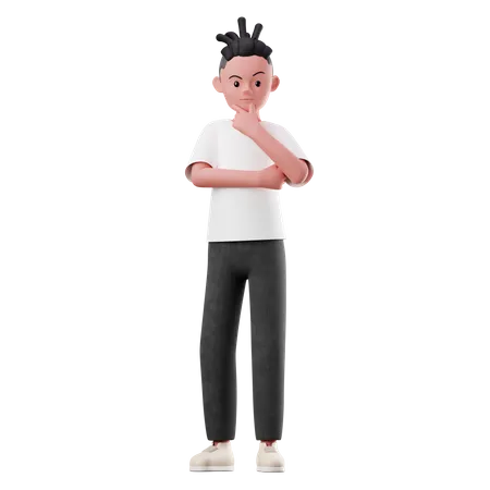 Junge Figur mit merkwürdiger Pose  3D Illustration