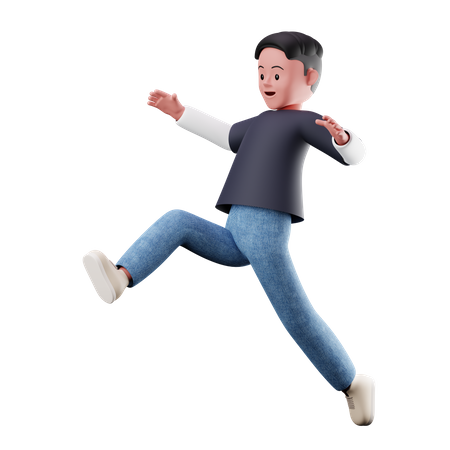 Junge Figur mit Weitsprungpose  3D Illustration