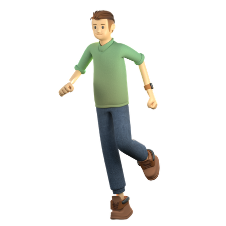 Kleiner Junge läuft  3D Illustration