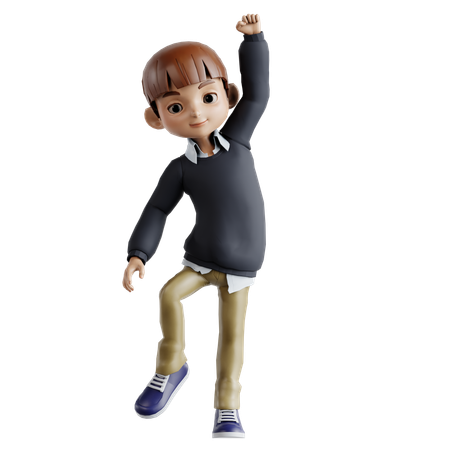 Kleiner Junge springt und feiert Erfolg  3D Icon