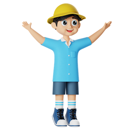 Kleiner Junge steht mit offenem  3D Icon