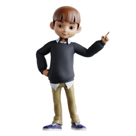 Kleiner Junge zeigt etwas nach links  3D Icon