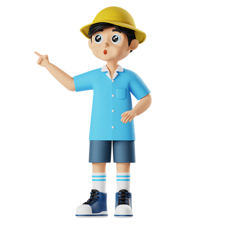 Kleiner Junge zeigt mit schockierendem Gesichtsausdruck auf etwas  3D Icon