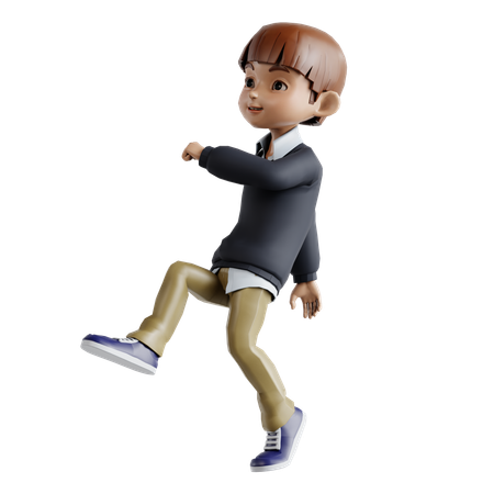 Kleiner Junge zu Fuß  3D Icon