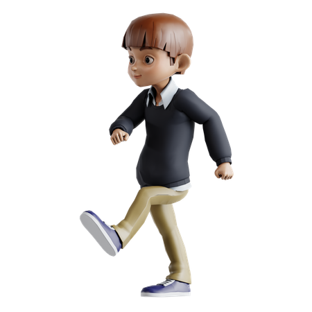 Kleiner Junge zu Fuß  3D Icon
