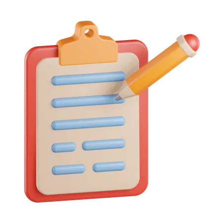 Klemmbrett und Bleistift  3D Icon