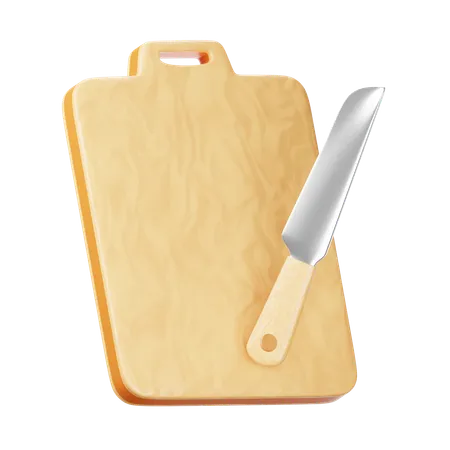 3 D Illustration Knife And Cutting Board 3D Icon