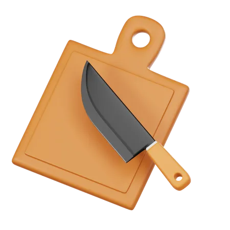 Knife And Cutting Board  3D Icon