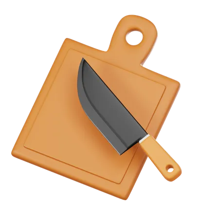 Knife And Cutting Board 3 D Icon 3D Icon