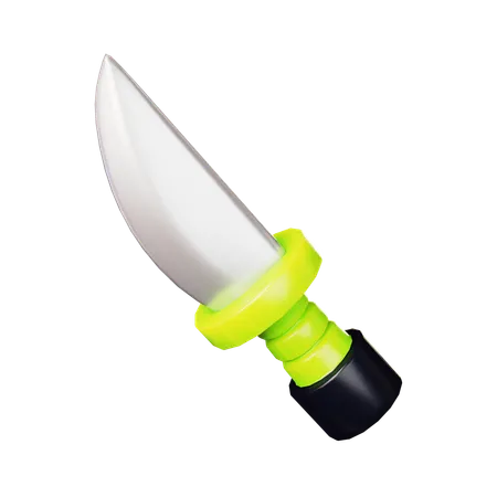 Cute Cartoon Knife Combat Weapon In Black And Green Tone Military And Hunting Daggers Defense Help Option Against Enemy Aggressor Anti Terrorism Action 3D Icon