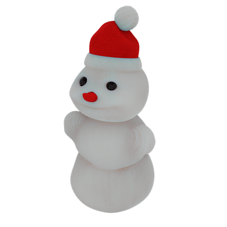 Knitted Snowman with Santa Cap  3D Icon