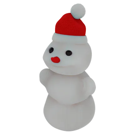 Knitted Snowman with Santa Cap  3D Icon