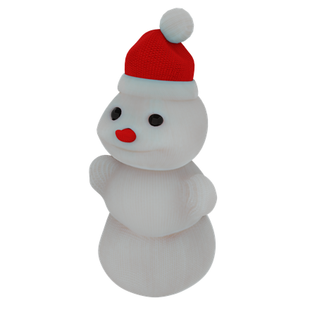 Knitted Snowman with Santa Cap 3D Icon