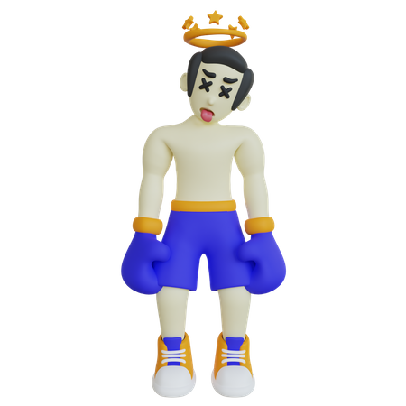 Knocked Out Boxing Athlete  3D Icon