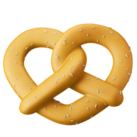 Knot Pretzel Pastry Bread Western Dessert 3 D Icon Illustration 3D Icon