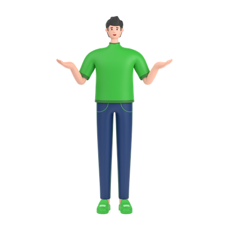 Boy Giving confuse pose 3D Illustration