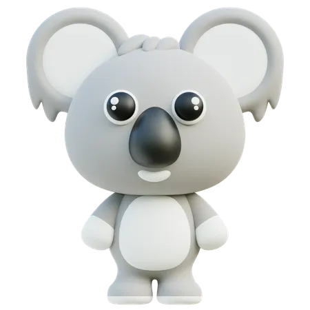 Charming 3 D Koala Character With Grey Fur And Big Ears 3D Icon