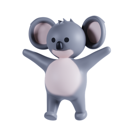 Koala agitando las manos  3D Illustration