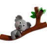 Koala en peluche sur une branche