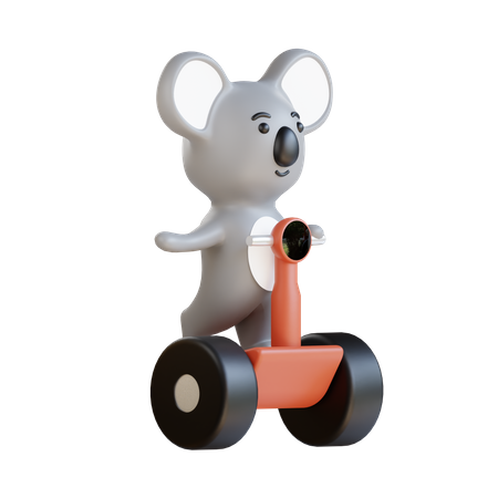 Koala Enjoy Scooter 3D Illustration