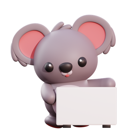 Koala hält Plakat  3D Illustration