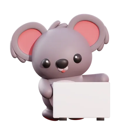 Koala Holding Placard  3D Illustration