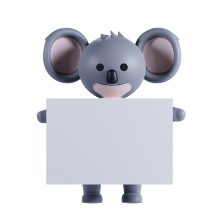 Koala Holding Placard 3D Illustration