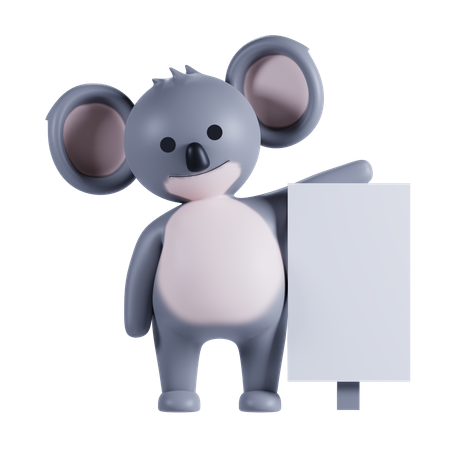Koala Holding Placard Board  3D Icon