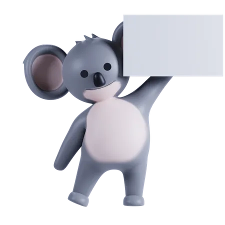 Koala sosteniendo papel de cartel  3D Illustration