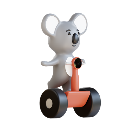 Koala genießt Rollerfahren  3D Illustration