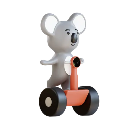 Koala genießt Rollerfahren  3D Illustration