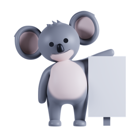 Koala tenant une pancarte  3D Icon