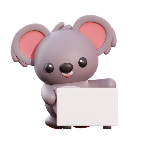 Koala tenant une pancarte  3D Illustration