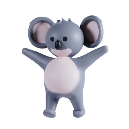 Koala Waving Hands  3D Illustration